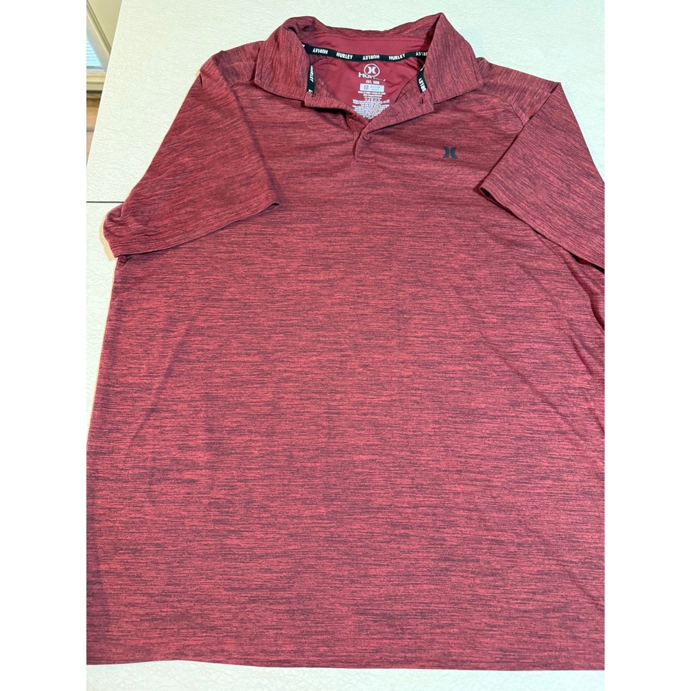 Hurley Mens Performance Polo Shirt Burgundy Red Space Dye Short Sleeve Size M